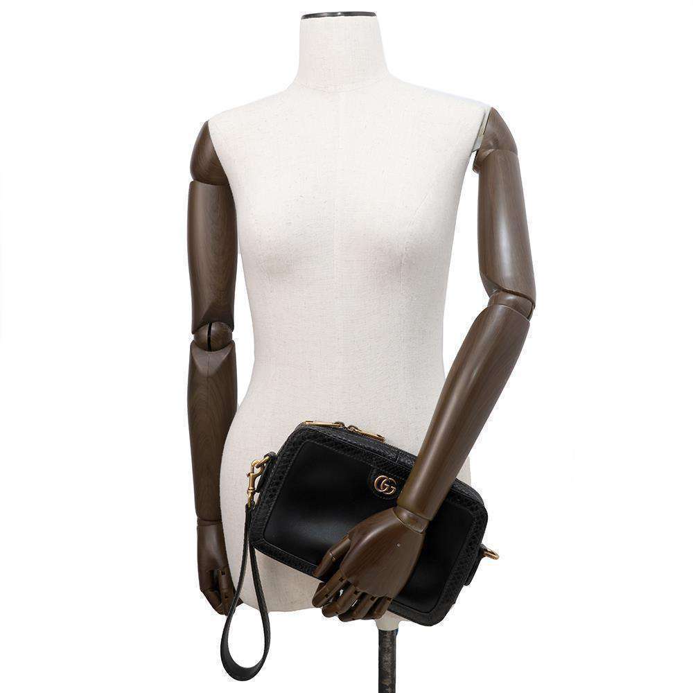 Gucci Double G Python Shoulder Bag Black - image 4